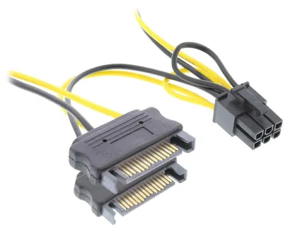 Produktbild von InLine Stromadapter int., 2x SATA zu 6pol. für PCIe (PCI-Express) Grafikkarten, PCI-E (6-pin), 2 x SATA 15-Pin, 0,15 m, Stecker, Buchse, Gerade