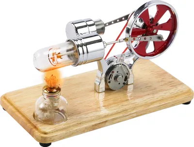 Produktbild von Stirlingův motor stavebnice generátor energie horkovzdušný motor model fyzikální generátor model s LED světlem setrvačník design vědecký experiment dřevěná základna DIY vzdělávací hračka