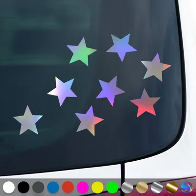Produktbild von PantherPixel Sterneaufkleber Aufkleber Mehrteiliges Sterne Set Sticker Auto Geschenkidee Farbe Oilslick-Hologramm
