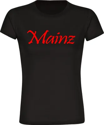 Produktbild von multifanshop Damen T-Shirt - Mainz - Schriftzug, schwarz, Größe S