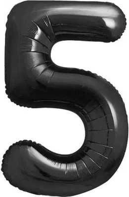 Zdjęcie produktu dla Balon foliowy, cyfra 5, czarne matowe, 85 cm