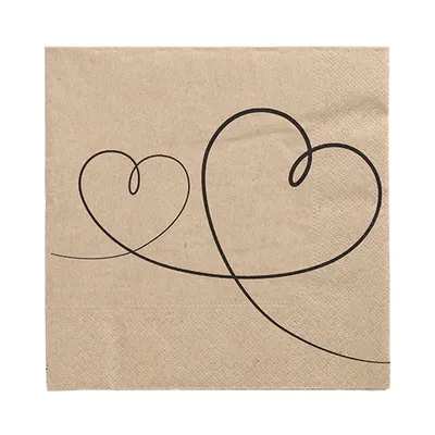 Produktbild von Servietten, 3-lagig 1/4-Falz 33 cm x 33 cm natur "Love" aus recyceltem Papier