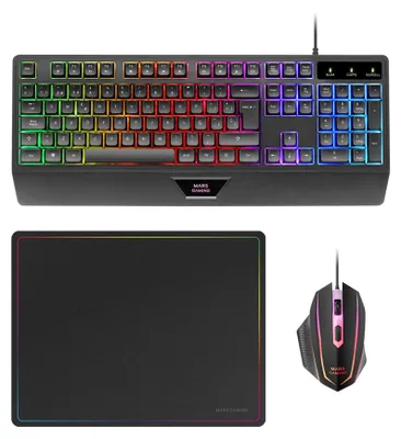 Produktbild von Mars Gaming MCP124, Kabelgebunden, USB, Membran Key Switch, QWERTY, RGB-LED, Schwarz