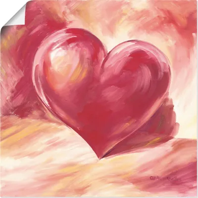 Produktbild von ARTland Poster Rosa/rotes Herz Größe: 50x50 cm