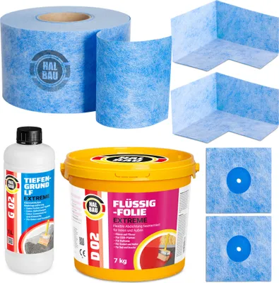 Produktbild von Dichtset Balkon Flüssigfolie 7kg Dichtband 5m Tiefengrund Set Aussen Innen H308