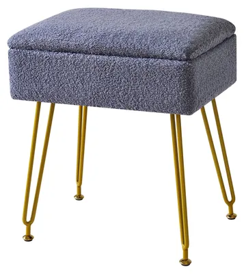 Aufbewahrungs-Pouf aus Teddyplüsch, 40x30x47 cm, Blau