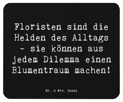 Produktbild von Mr. & Mrs. Panda Mouse Pad Spruch Floristin Heldin - Schwarz - Geschenk, mousematte, Blumen, Beruf, Kunstfertigkeit, computer mauspad, laptop mousepad, Helden des Alltags