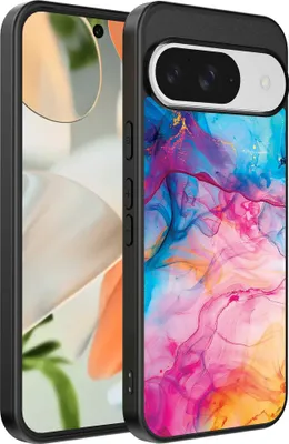 Produktbild von Geeignet für Google Pixel 9 Telefon Fall mit Regenbogen Acryl Marmor Druck - TPU Backcover Fall Regenbogen Acryl Marmor Design - Smartphonica