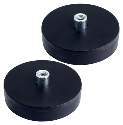 Produktbild von Gummierte Neodym-Magnete D 34mm mit M4 Innengewinde, 10 KG Zugkraft, 2 Stück