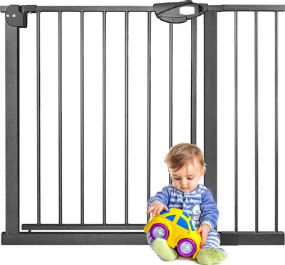 Produktbild von NAIZY Türschutzgitter Treppenschutzgitter ohne Bohren, Türgitter Baby Absperrgitter, Kindersicherung Treppe Schutzgitter für Kinder und Hunde, Auto-Close, Einhändiges Öffnen, Schwarz 95-105cm