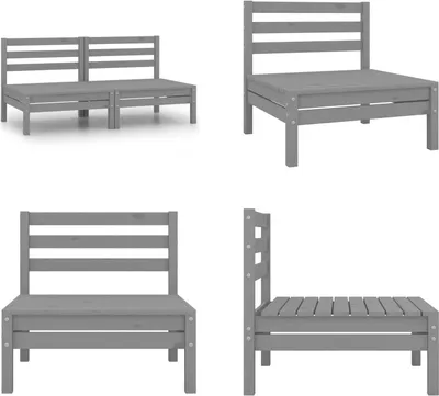 Produktbild von vidaXL Garten Mittelsofas 2 Stk. Grau Kiefer Massivholz - Mittelsofa - Mittelsofas - Holz-Mittelsofa - Holz-Mittelsofas