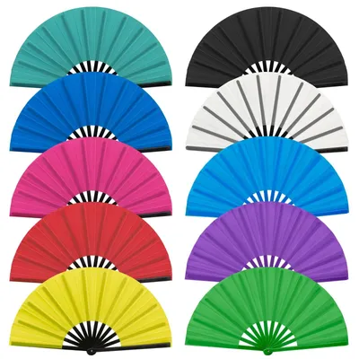 Imagen del producto de Omgoods - Juego de 10 abanicos plegables para bailar y usar en festivales, 33 cm