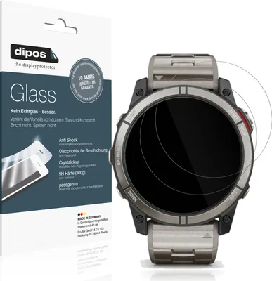 Produktbild von 2x Schutzfolie für Garmin quatix 7X - Anti-Shock 9H Folie dipos Glass Kunststoffglas