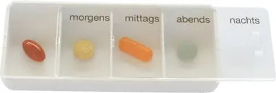 Produktbild von Tablettendose groß 4 Fächer weiß>>>>