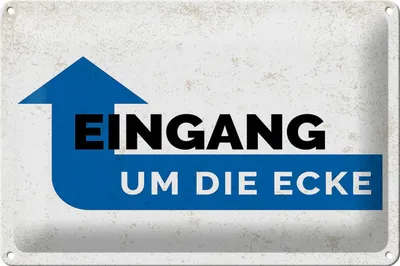 Produktbild von Blechschild Hinweis Eingang um die Ecke 30x20cm