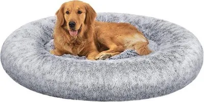 Produktbild von Famanu Hundekissen Fluffy - Rund, Waschbar, 120 cm Durchmesser, Hellgrau