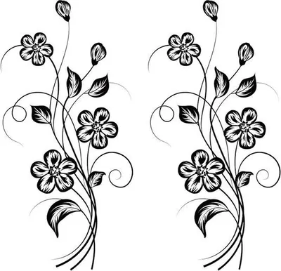 Produktbild von Blumenwandsticker für Wohnzimmer Schlafzimmer - 2 Stück Blüten und Ranken Foto-Wandbilder 57 x 26 cm