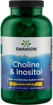 Obrázok produktu pre Cholín 250 mg a inozitol 250 mg 250 kapsúl Swanson Health Products