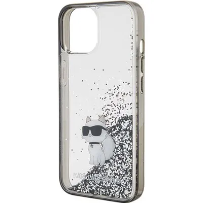 Obrázok produktu pre KARL LAGERFELD Hardcase Liquid Glitter Choupette puzdro pre iPhone 15 6,1 palca priehľadné KLHCP15SLKCNSK