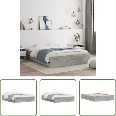 Produktbild von The Living Store Bettgestell mit Schubladen Grau Sonoma 150x200 cm Holzwerkstoff