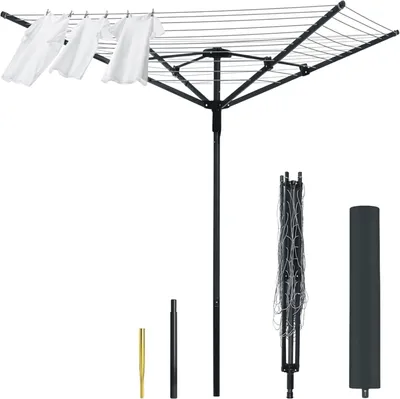 Produktbild von Wäschespinne für den Garten – faltbarer Outdoor-Wäscheständer mit 50 m Wäscheleine, witterungsbeständig