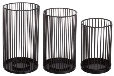 Image de Omgoods - Ensemble de 3 bougeoirs, métal noir, hauteurs : 28, 23 et 18 cm