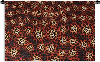 Produktbild von MuchoWow® Wandteppich Wandbehang Leopardenmuster - Design - Orange 90x60 cm Tapisserie Dekoration Wandtuch - Wandskulpturen - Bildteppich