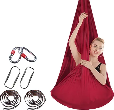 Produktbild von Yoga DIY Silk Pilates Premium Aerial Silks Equipment Aerial Yoga Tuch Aerial Silk elastische Yoga Hängematte mit Stoff Zubehör 4 Meter