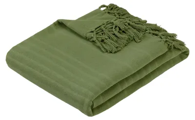 Obrázok produktu pre Atmosphera, vzor "plaid" – tmavozelená – 230 x 250 cm – bavlna – s franjami – koberec – prikrývka
