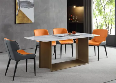 Produktbild von Luxus Tische  Esstisch Edelstahl Möbel Säule Tisch Marmor Stil Esstische Metall