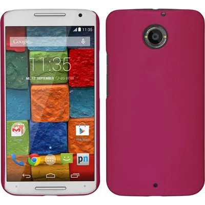 Produktbild von PhoneNatic Case kompatibel mit Motorola Moto X 2014 2. Gen. - Hülle pink gummiert Hard-case + 2 Schutzfolien