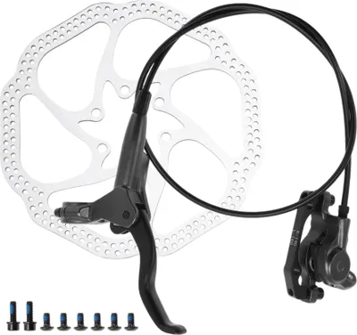 Image de 1 Kit De Freins À Disque Pour Vélo, Levier De Frein Avant Droit, Disque De 160mm, Étrier De Frein À Disque, Câble De Frein De 850mm Pour Vélo De Route Et VTT, Noir