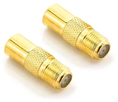 Produktbild von deleyCON SAT Antennenadapter Koaxialkabel auf TV Stecker Adapter - F-Buchse auf IEC-Stecker Kupplung Verbinder Koaxial Kabel 2 Stück Vergoldet