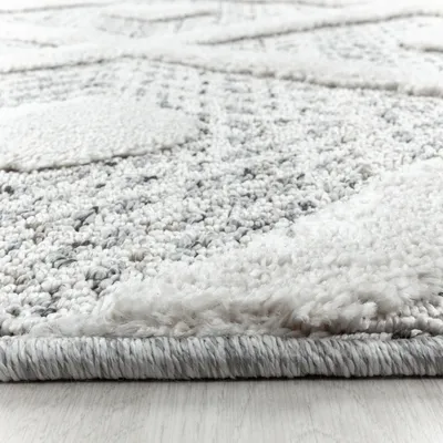 Produktbild von Villa Möbel Pisaro Wohnzimmer-Teppich, Hochflor-Teppich, Grau, Geometrisch, Farbe:Grau, Grösse:80x150 cm