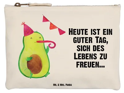 Produktbild von Mr. & Mrs. Panda Etui Avocado Party Größe M - Weiß - Geschenk, Kulturbeutel, Geburtstag, kosmetiktäschchen, Happy Birthday, Täschchen, Federtasche, Kosmetiktasche