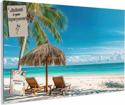 Produktbild von Magnettafel 60x40cm magnetisch & beschreibbar Metall-Board - Strandparadies
