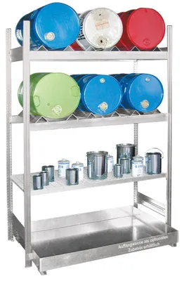 Produktbild von PROREGAL Fassregal MAGNUS Germany für 6x 60-Liter Fässer | HxBxT 200x130x60cm | 2 Ebenen für Fässer & 1 Gitterrost-Fachboden | Ohne Wanne