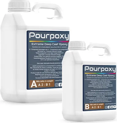 Produktbild von Epoxidharz Epoxy Gießharz Dicke Schichten | 15 KG | Pourpoxy | Crystal Clear | Epoxidharz | enthält UV-Blocker | Guss von 1 bis 10 cm