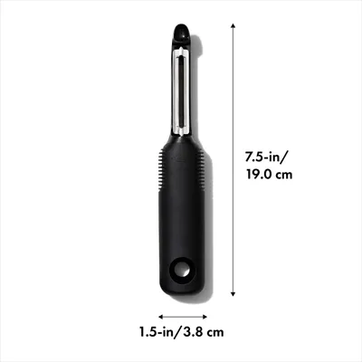 Produktbild von OXO 20081, Obst & Gemüse, Schwenkbarer Schäler, Edelstahl, Schwarz, Edelstahl, Kunststoff, 177,8 mm