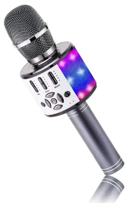 Produktbild von BONAOK Bluetooth-Mikrofon, kabellos, Mikrofon für Kinder mit LED-Lichtern, Mini-Karaoke-Maschine für Party/Haus/Geburtstag, kompatibel mit Bluetooth iOS Android (Space Grau)