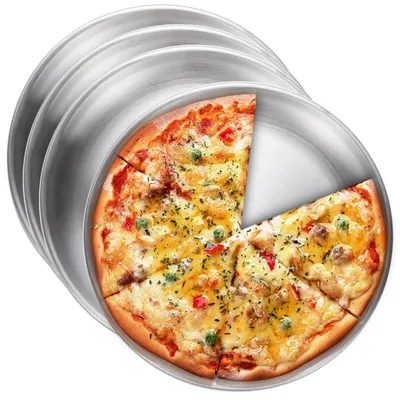 4 runde Pizzabackbleche, 30 cm, antihaftbeschichtet, spülmaschinengeeignet