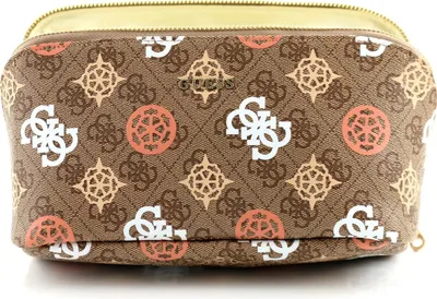 Produktbild von GUESS Kulturtasche Braun Multi mit Reißverschluss, 23x11x11 cm, zahlreiche Fächer