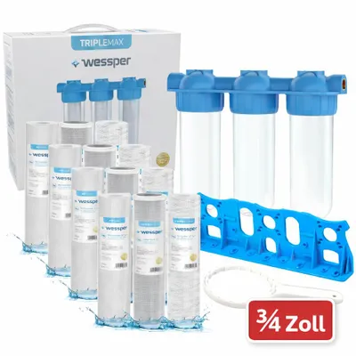 Produktbild von 10" 3-Stufen Wasserfilter System Hauswasser Zisterne Brunnen Pumpe 3/4" Zoll