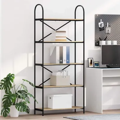Image de Maison Exclusive - Étagère de bibliothèque, 5 niveaux, 80 x 30 x 183 cm, en panneaux de bois