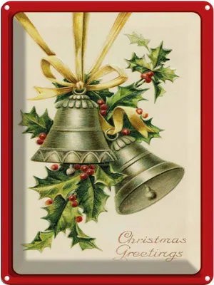 Produktbild von vianmo Blechschild 40x30 cm Weihnachtszweig Glocke Christmas