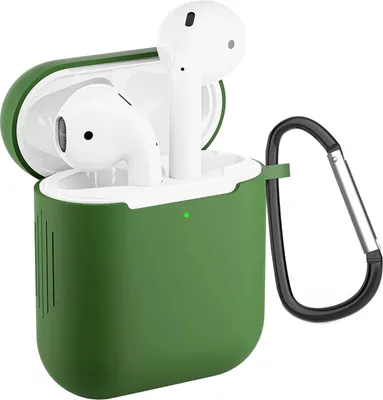 Immagine prodotto di AirPods 1 / 2 Custodia protettiva in silicone con moschettone, custodia morbida al tatto, custodia resistente agli urti, antiscivolo, protezione a 360°,  verde