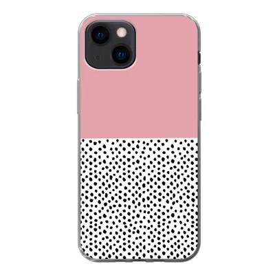 Produktbild von MuchoWow® Handyhülle Schutzhülle Hülle für iPhone 13 mini Polka dots - Schwarz - Rosa Silikon Softcase Handy Hülle - Softcase