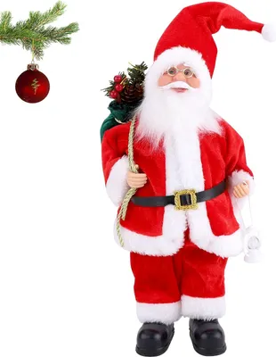 Produktbild von 40 cm stehende Weihnachtsmann-Figur Traditionelle Rot Weihnachtsdeko Ornament Puppe Weihnachtsmann mit Schlitten und Sack für Fenster Display Tisch Kamin Weihnachtsdekoration Santa Claus B