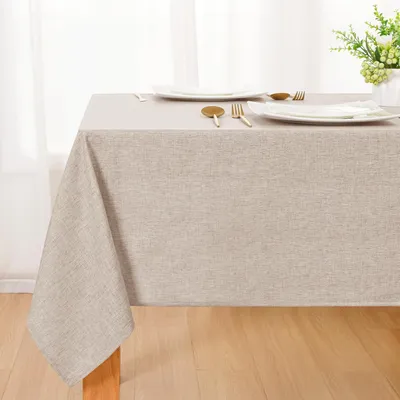 Produktbild von Tischdecke abwaschbar Leinenoptik 130x130cm Sandfarbe Quadratisch