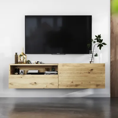 Produktbild von Hängende TV-Schrank Enjoy TV Hängeschrank Hängend Modern Loft Style Lindner Möbel 120cm x 30cm x 35cm Farbe: Eiche artisan matt - Eiche artisan matt